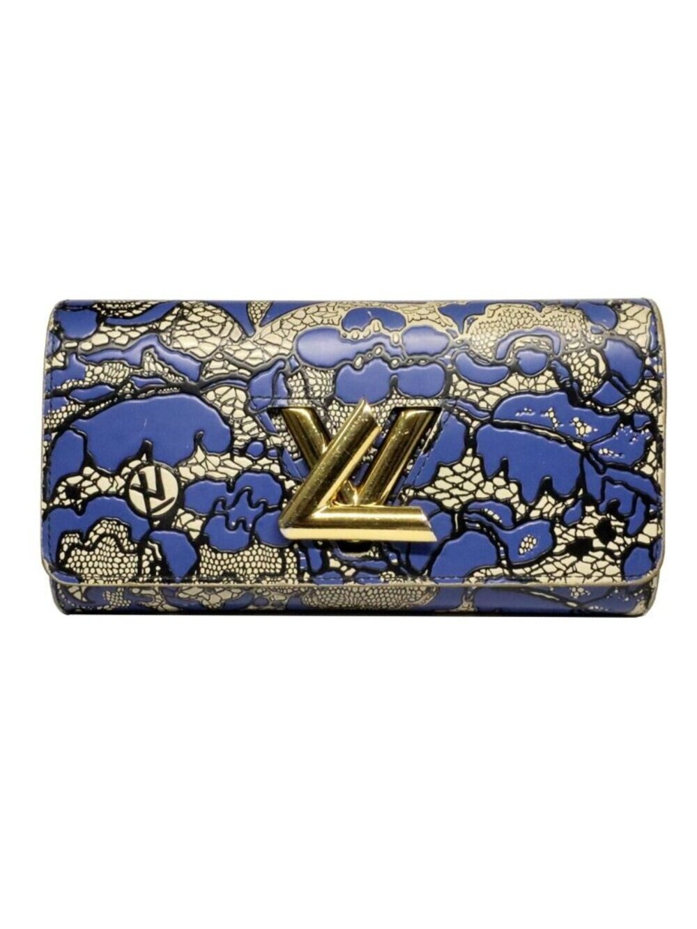 Louis Vuitton Flower Lace Portefeuille Twist Blue Wallet